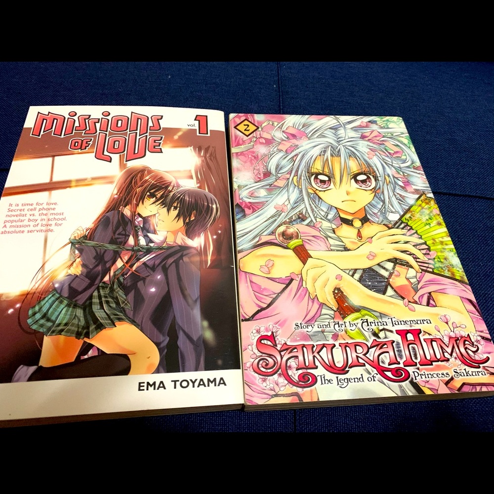 2 anime books Sakura Hime and Missions of Love 1